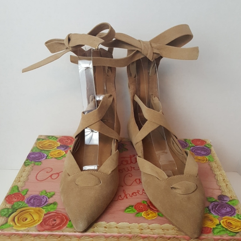 LAST CHANCE! CLOSET CLOSING! Jeffrey Campbell Susy-hi nude suede lace-up flats - Picture 2 of 8